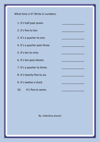 Telling the time in numbers