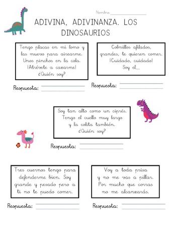 Adivina, adivinanza. Los dinosaurios