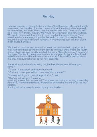 Comprehensive Reading : First Day