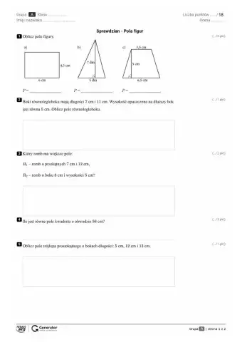 Sprawdzian - pola figur