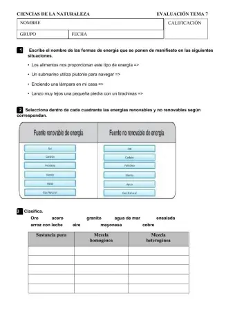 La energía y los cambios