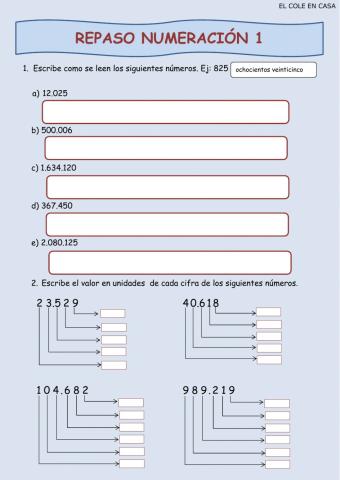 Repaso numeración