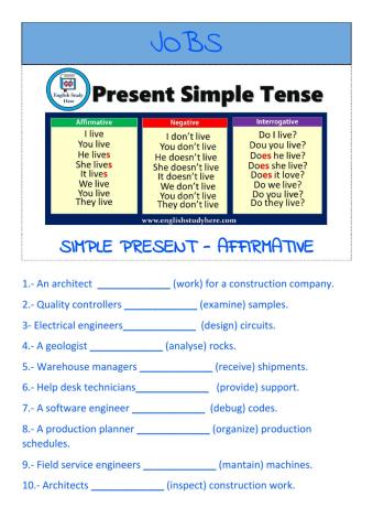Jobs - Simple Present - Affirmative