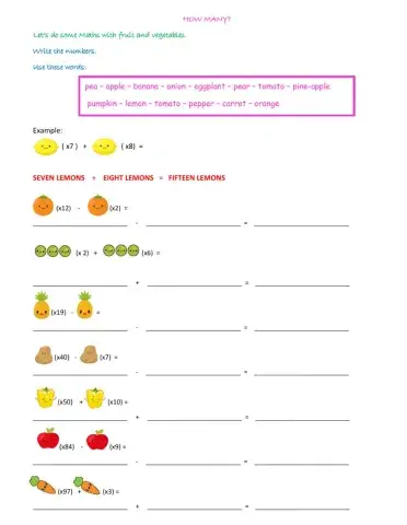 Maths with Fruit and Vegetables