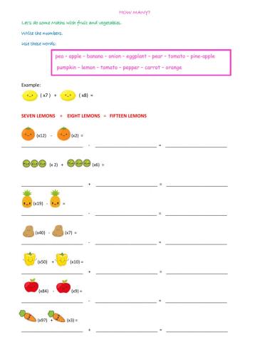 Maths with Fruit and Vegetables
