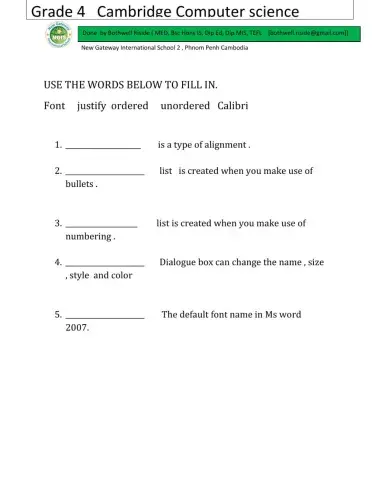 Grade 4 ICT Ms Word by Bothwell Riside