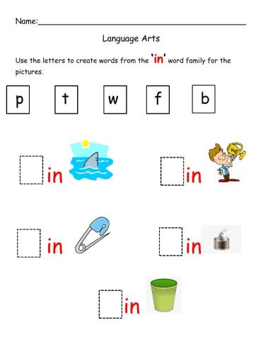 Creating words from In Word Family