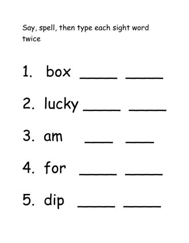 Reception sight words