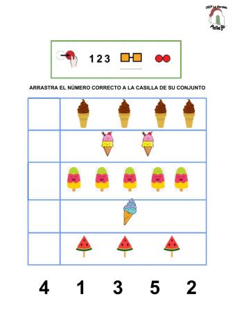 Arrastra números del 1 al 5