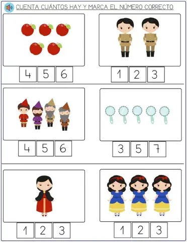 Blancanieves - contar elementos 1 a 5