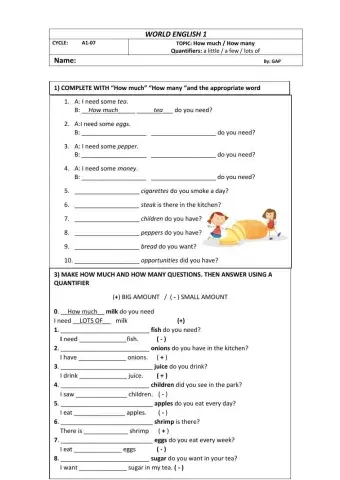 How much - how many and a little, a few, lots of