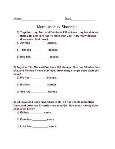 More Unequal Sharing 1