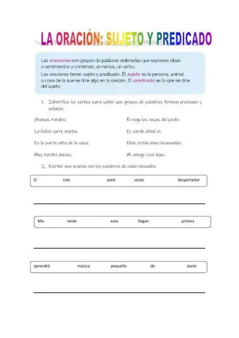 La oración. sujeto y predicado