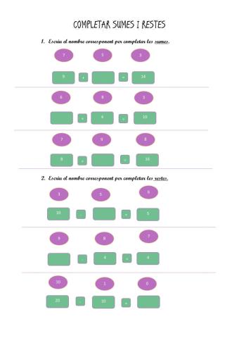 Completar sumes y restas