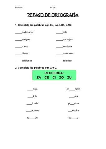 Repaso de ortografía