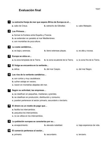 Evaluacion final CCSS 6º