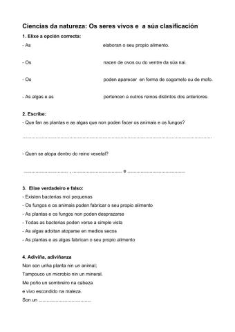 Os seres vivos e a súa clasificación 2