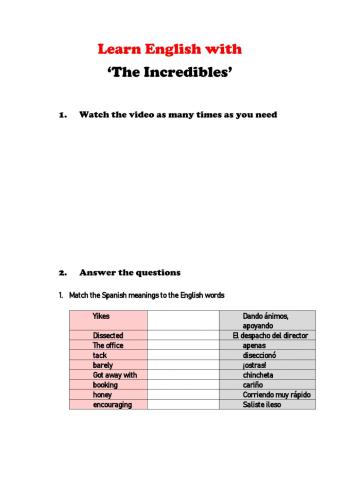 Learn English with The Incredibles