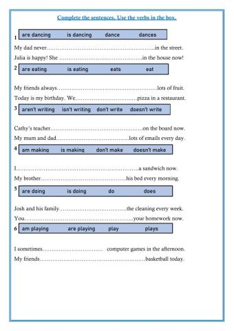Complete the sentences