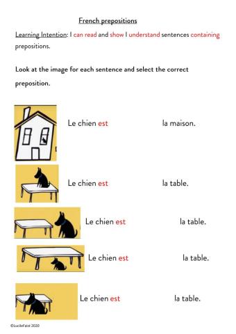 French prepositions in sentences.