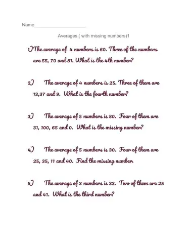 Averages (with missing nos.)