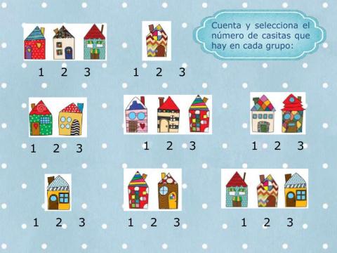 Las casitas: conteo hasta 3