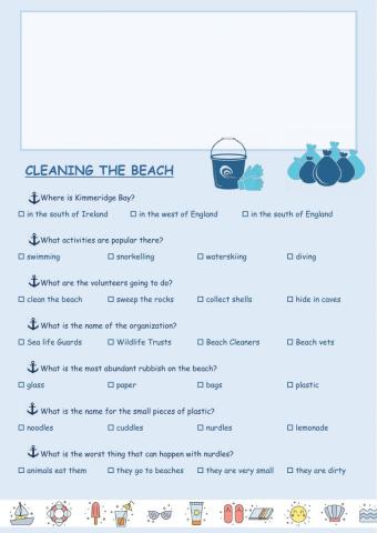 Cleaning the beach - video task