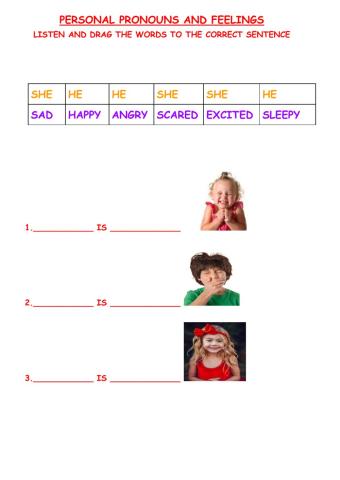 Feelings and personal pronouns