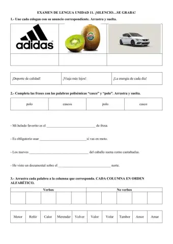 Examen Lengua Unidad 11