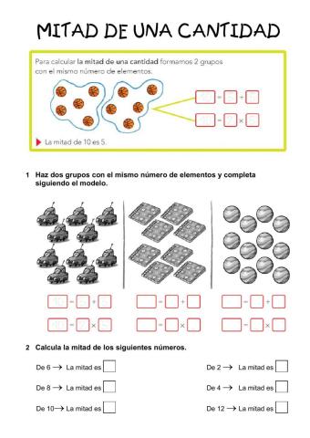 Mitad de una cantidad