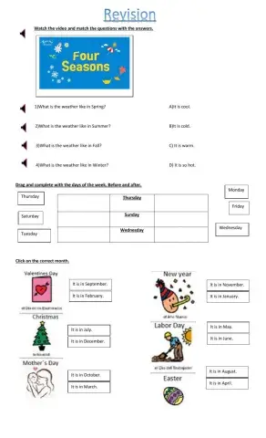 Months, seasons and days of the week