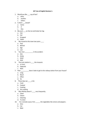 KET Use of english revision
