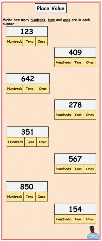 Place Value of 3 Digit Numbers - 2