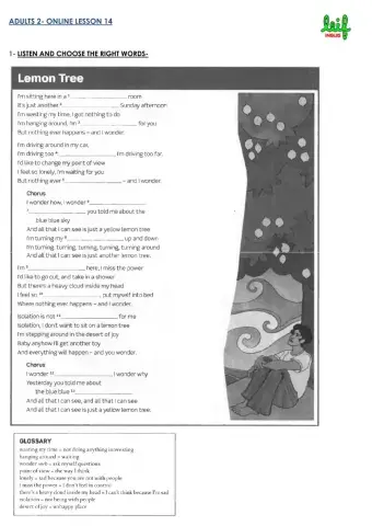 Adults 2- Lesson 14 SONG
