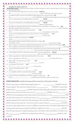 Present and past tenses. Prepositions. Phrasal verbs