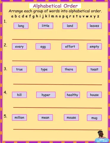 Alphabetical Order Activity 1