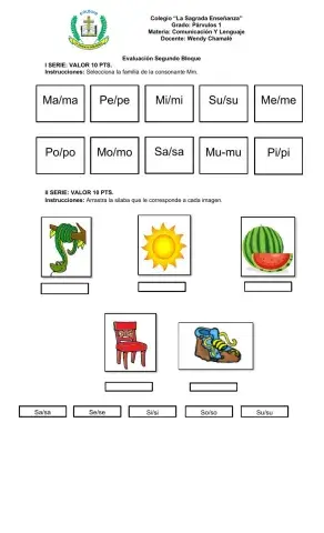 Examen de: Comunicación y Lenguaje Pre-Kínder