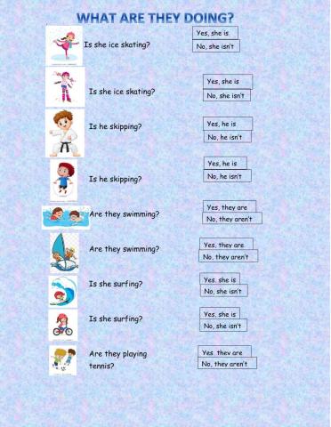 Short questions present continuous