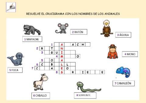 Crucigrama de animales