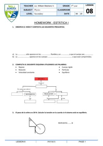 Homework- ESTÁTICA I 5°