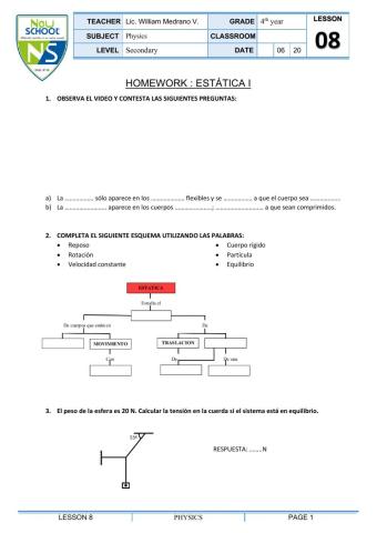 Homework- ESTÁTICA I 4°