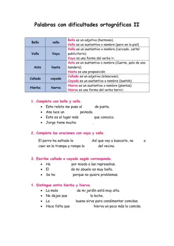 Dificultades ortográficas II