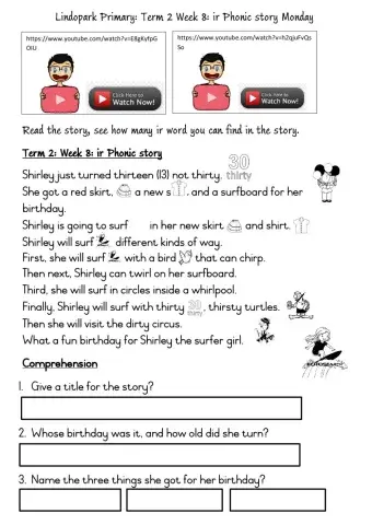 English: Grade 3 Term 2 Week 8 Monday ir phonic story