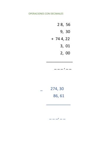 Operaciones con decimales