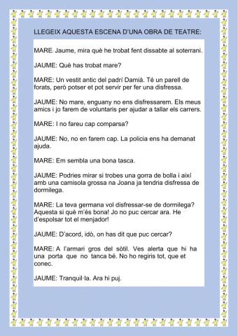 El teatre: comprensió lectora