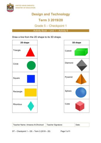 2D and 3D shapes- Grade5
