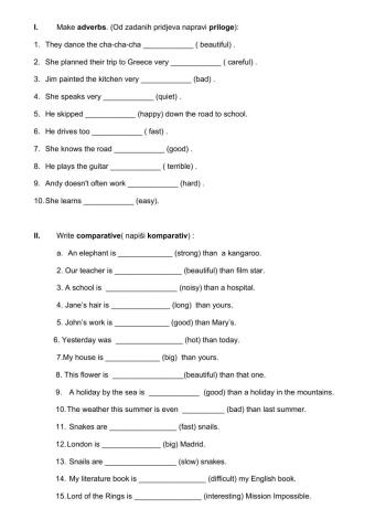 Adjectives and adverbs exercise