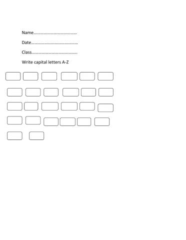 Writing of capital letters A-Z