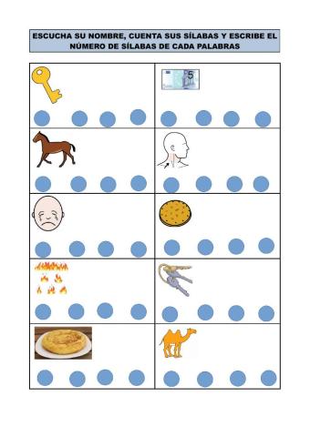 Contar sílabas con la letra LL