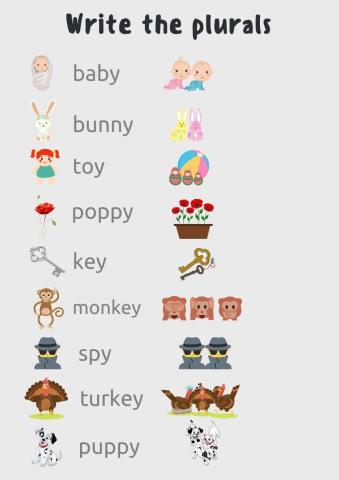 Plurals of nouns ending in -y